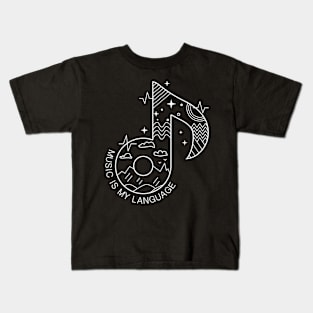 Music is my Language, music is my life bk Kids T-Shirt